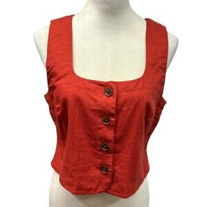 Effortless Chic Linen Blend Crop Tank Banana Republic‎ Rust Red NWT Size 10
